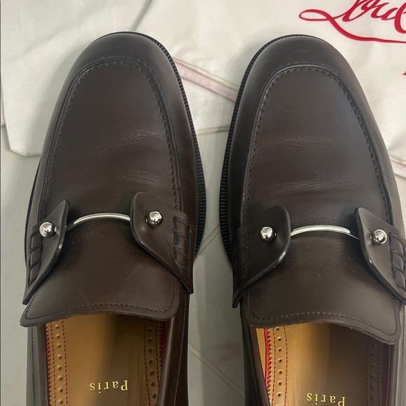 Christian Louboutin Dark Brown Leather Loafers - Picture 7 of 8